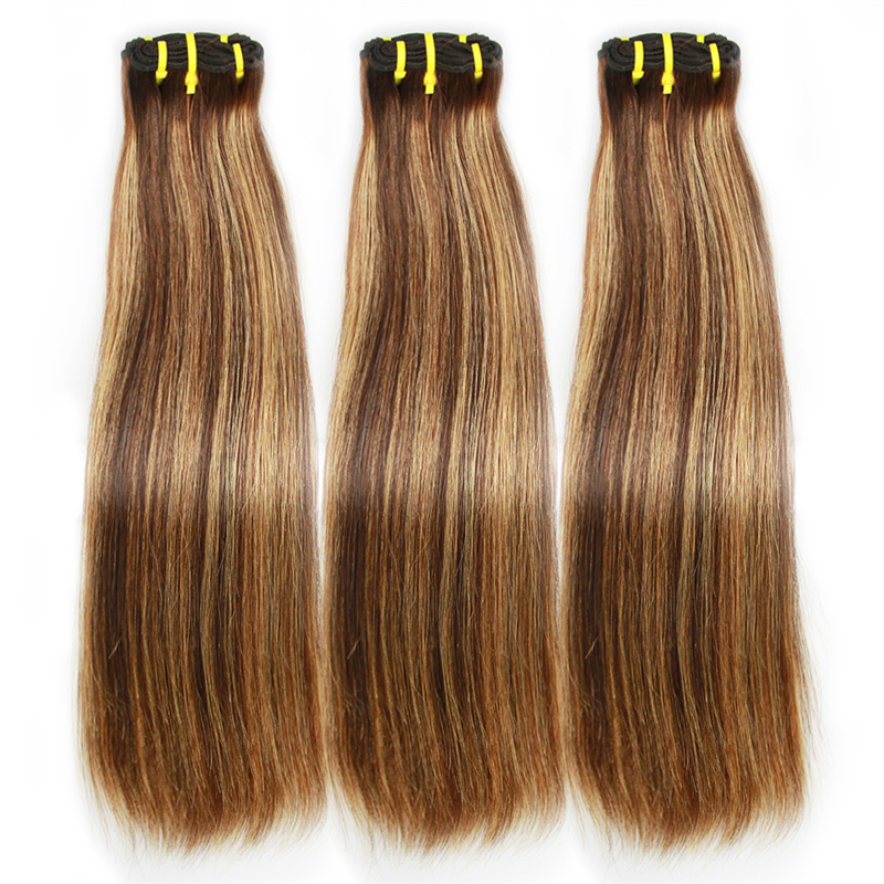 Double Drawn Highlight #4/27 Bone Straight Virgin Hair Bundles